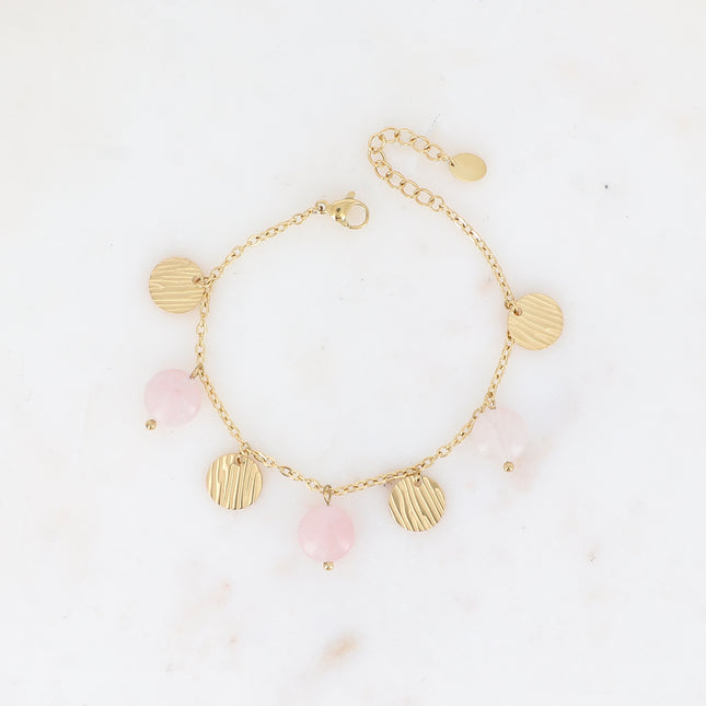 Bracelet Novalina - pierres naturelles et pampilles rondes zébrés