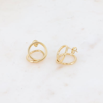 Stud earrings - double circle front/back lobe