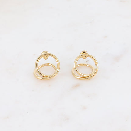 Stud earrings - double circle front/back lobe