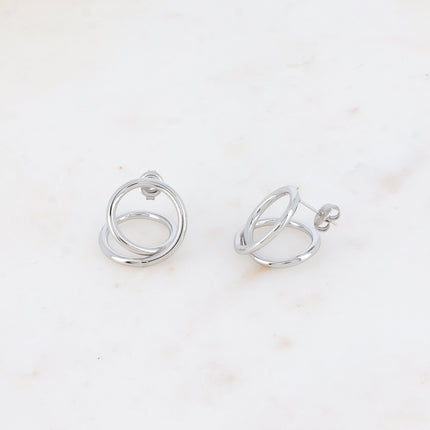 Stud earrings - double circle front/back lobe
