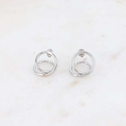 Stud earrings - double circle front/back lobe