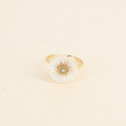Bague - fleur marguerite nacrée 15 mm