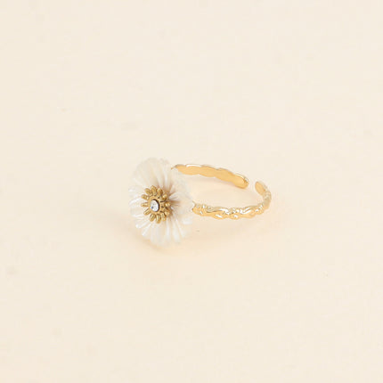 Bague - fleur marguerite nacrée 15 mm