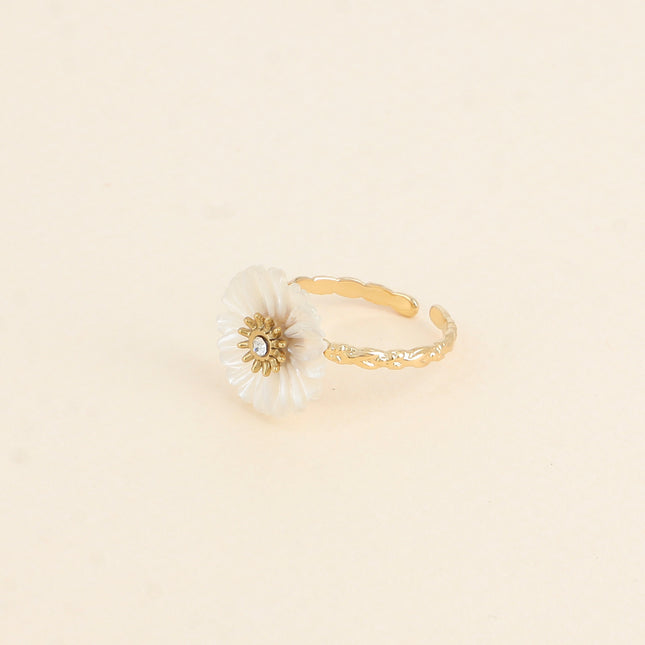 Bague - fleur marguerite nacrée 15 mm