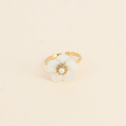 Bague - fleur nacrée 15 mm