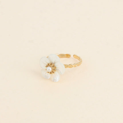 Bague - fleur nacrée 15 mm