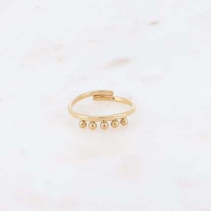 Bague - anneau martelé et 5 petites boules