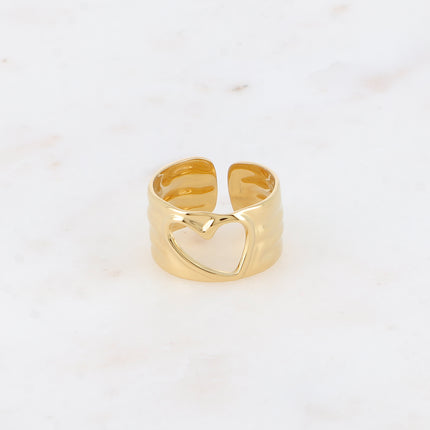 Bague - anneau martelé avec coeur ajouré