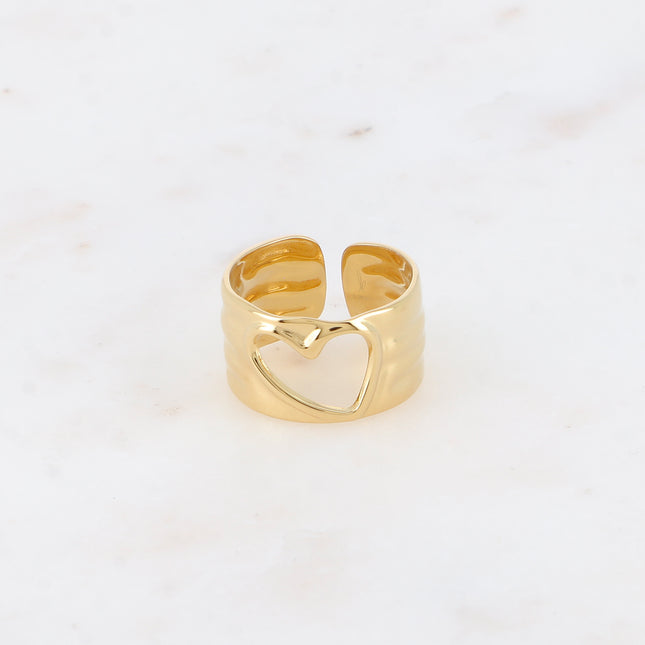 Bague - anneau martelé avec coeur ajouré