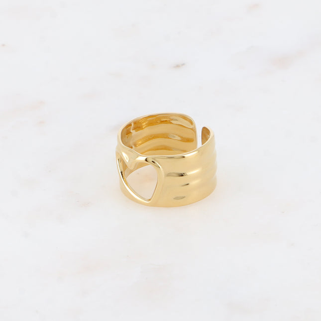 Bague - anneau martelé avec coeur ajouré