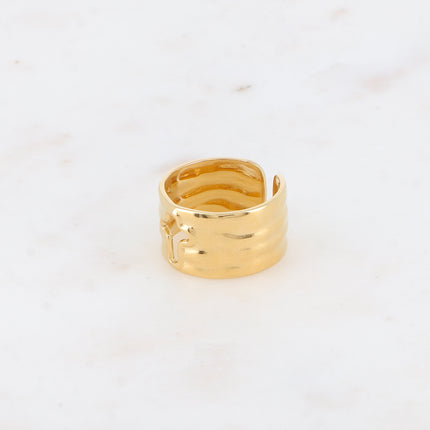 Bague - anneau martelé avec croix religieuse ajourée