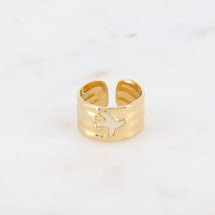 Bague - anneau martelé avec oiseau ajouré