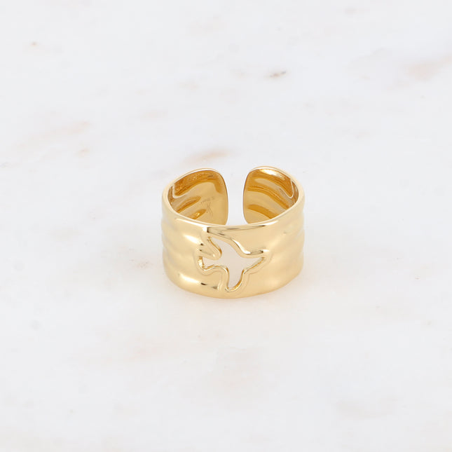 Bague - anneau martelé avec oiseau ajouré