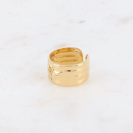 Bague - anneau martelé avec oiseau ajouré