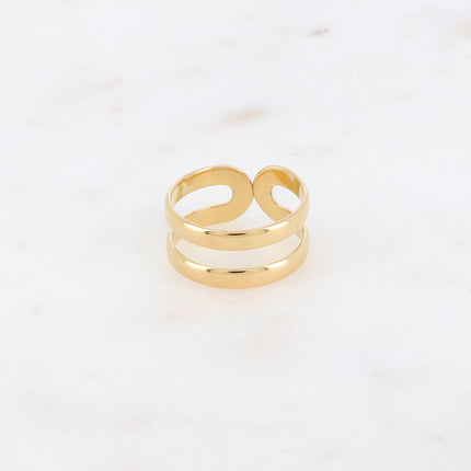 Bague - 2 rangs épais, lisses et miroir