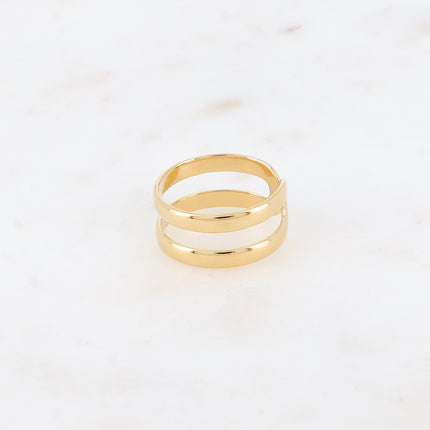 Bague - 2 rangs épais, lisses et miroir