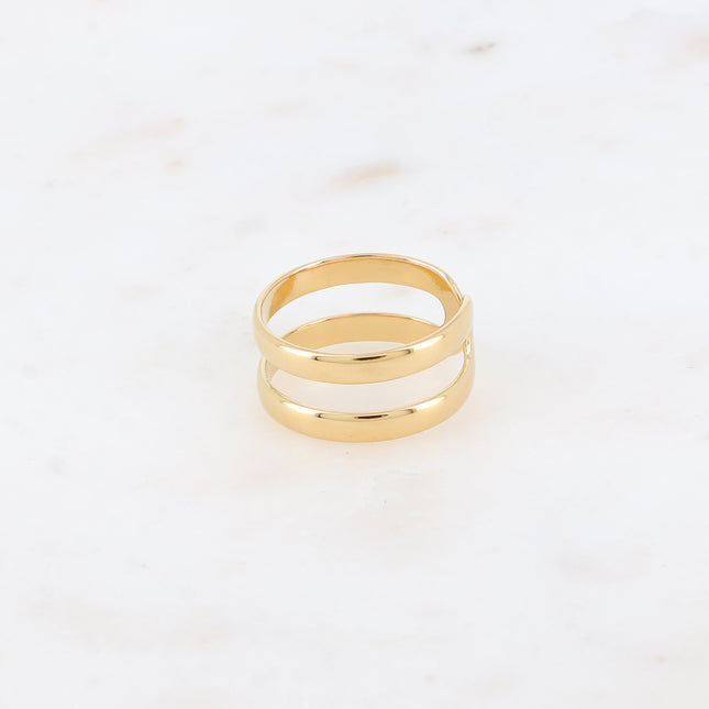 Bague - 2 rangs épais, lisses et miroir