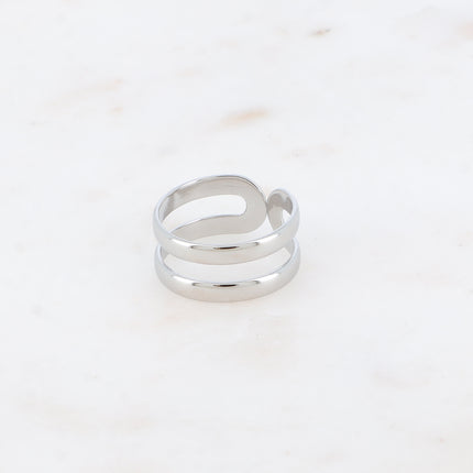 Bague - 2 rangs épais, lisses et miroir