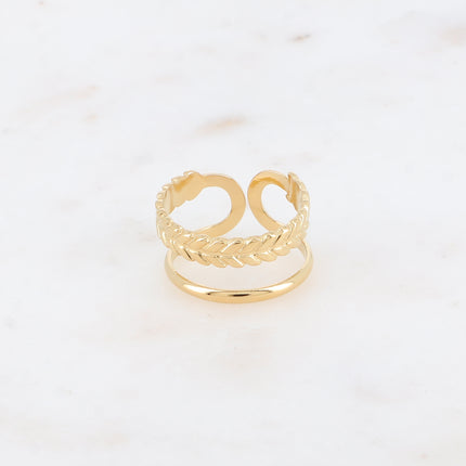 Bague - 2 rangs, épi et lisse