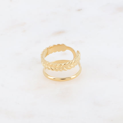 Bague - 2 rangs, épi et lisse