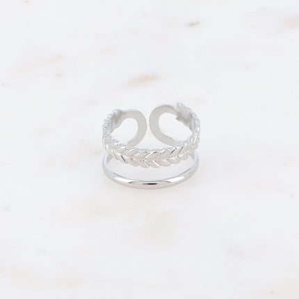 Bague - 2 rangs, épi et lisse