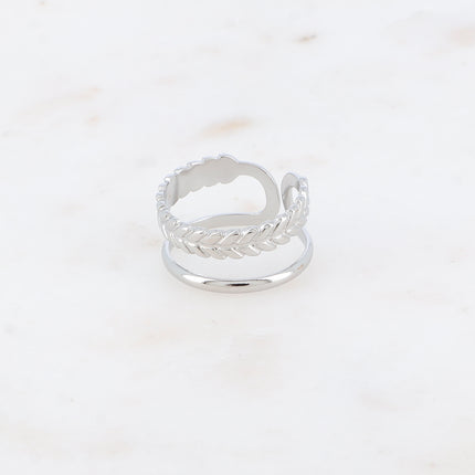 Bague - 2 rangs, épi et lisse