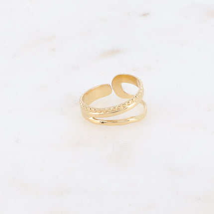 Bague Lioréa - effet 3 rangs, milgrain, lisse et ondulé