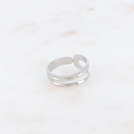 Bague Lioréa - effet 3 rangs, milgrain, lisse et ondulé