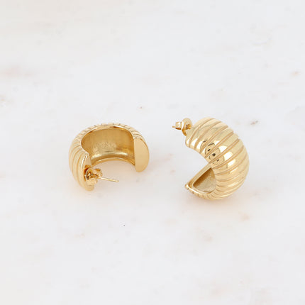 Hoop earrings - wide grooved ring 23x28mm