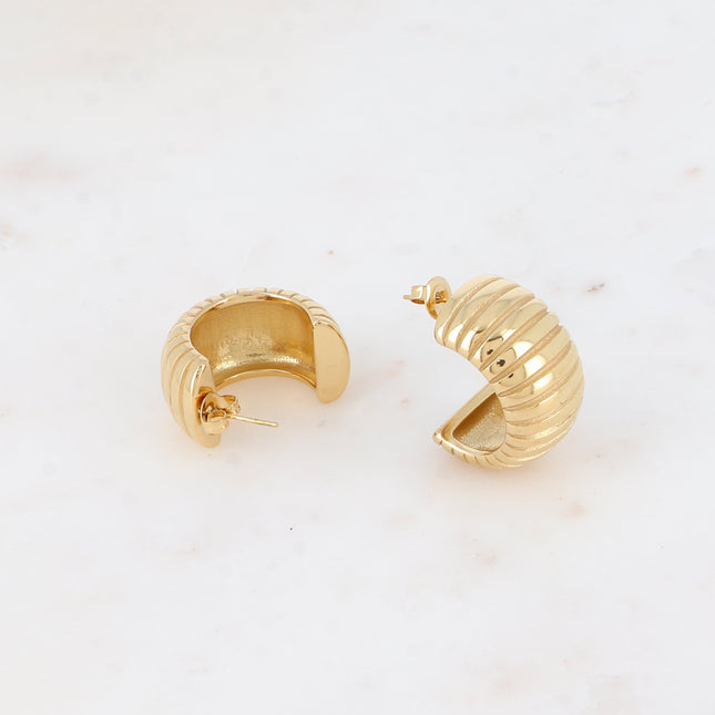 Hoop earrings - wide grooved ring 23x28mm