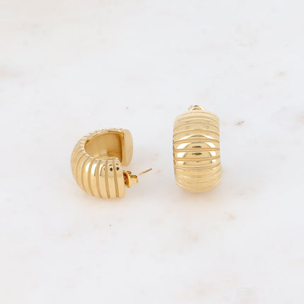 Hoop earrings - wide grooved ring 23x28mm