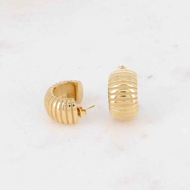 Hoop earrings - wide grooved ring 23x28mm