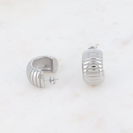 Hoop earrings - wide grooved ring 23x28mm