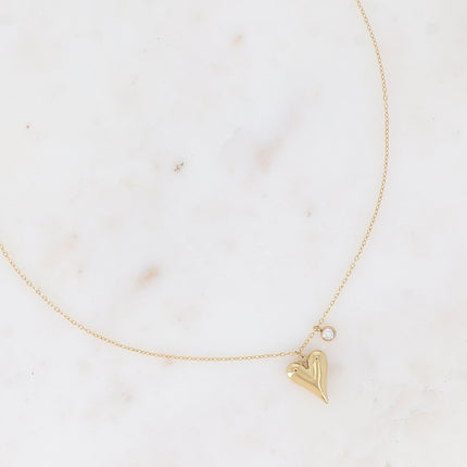Collier Artley - coeur et cristal rond