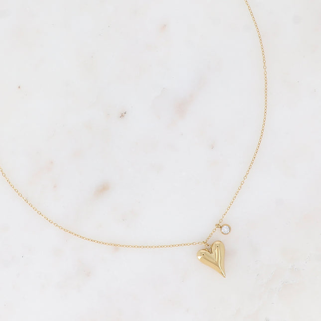 Collier Artley - coeur et cristal rond