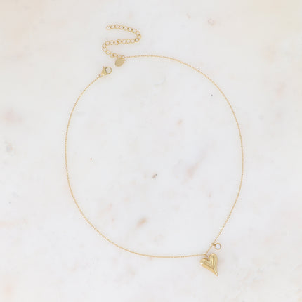 Collier Artley - coeur et cristal rond