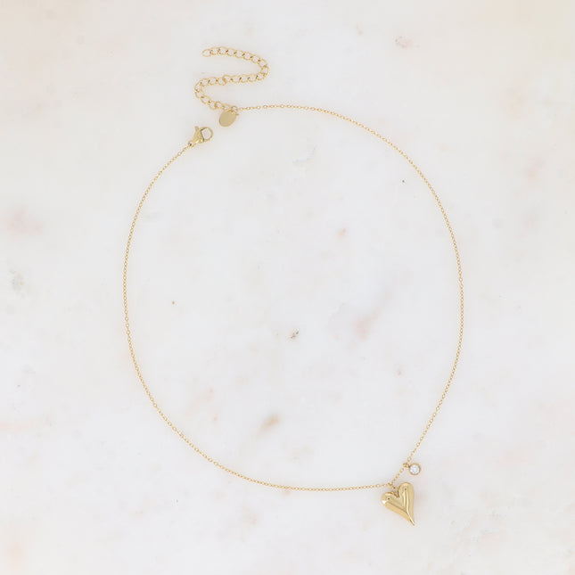 Collier Artley - coeur et cristal rond