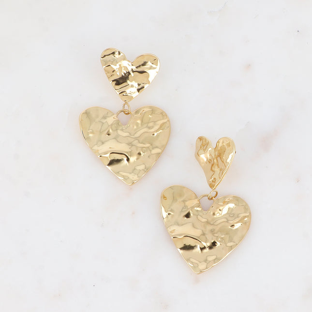 Boucles pendantes - double coeur texturé