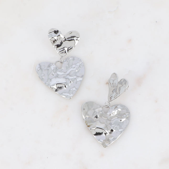 Boucles pendantes - double coeur texturé