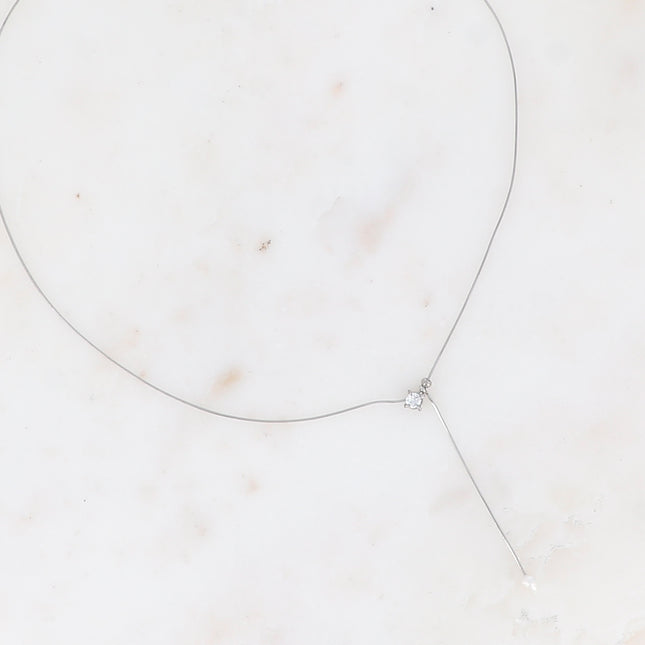 Y Maja Necklace - crystal and drop chain with freshwater pearl