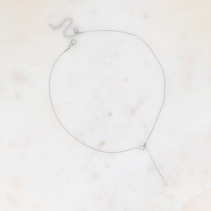 Collier Y Maja - cristal et chaîne pendante avec perle d'eau douce