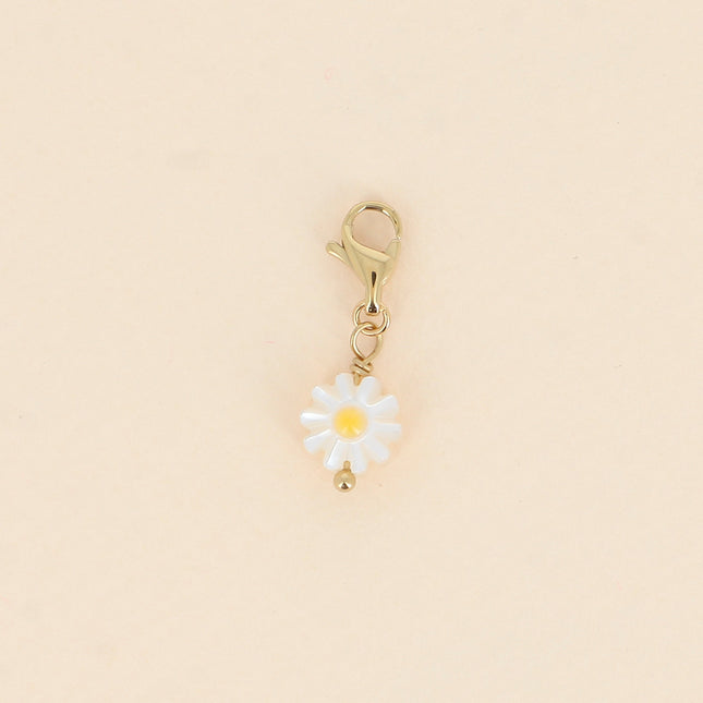 Charm Fabiola - fleur en nacre avec touche en émail