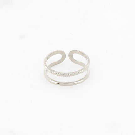 Bague Sohana - 2 rangs, strié et lisse