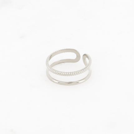 Bague Sohana - 2 rangs, strié et lisse