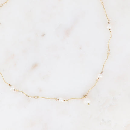 Collier Saley - tiges rectilignes et perles d'eau douce