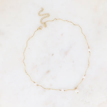 Collier Saley - tiges rectilignes et perles d'eau douce
