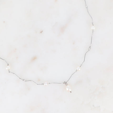 Collier Saley - tiges rectilignes et perles d'eau douce