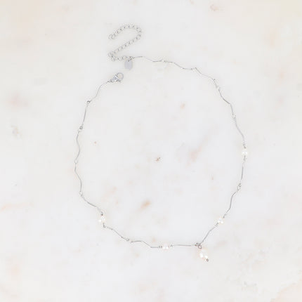 Collier Saley - tiges rectilignes et perles d'eau douce