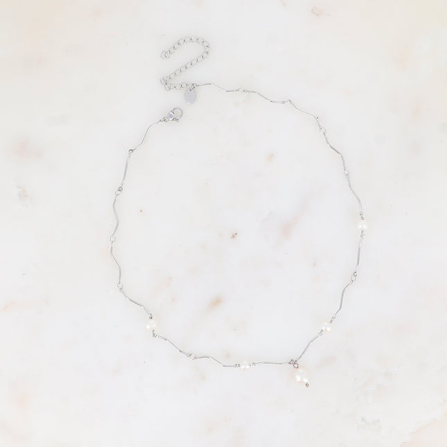 Collier Saley - tiges rectilignes et perles d'eau douce