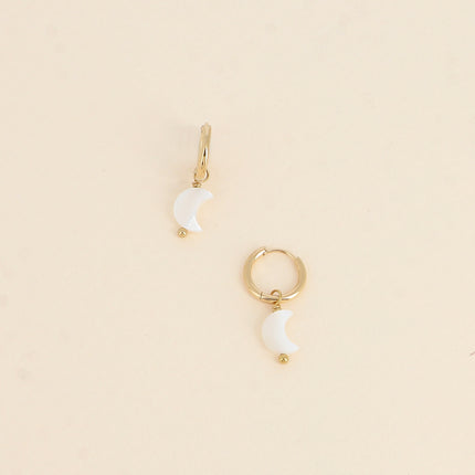 Créoles - pendentif lune nacrée